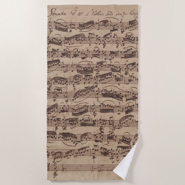 Serviette De Plage Manuscrit Bach Musique Feuille Antique (Devant)