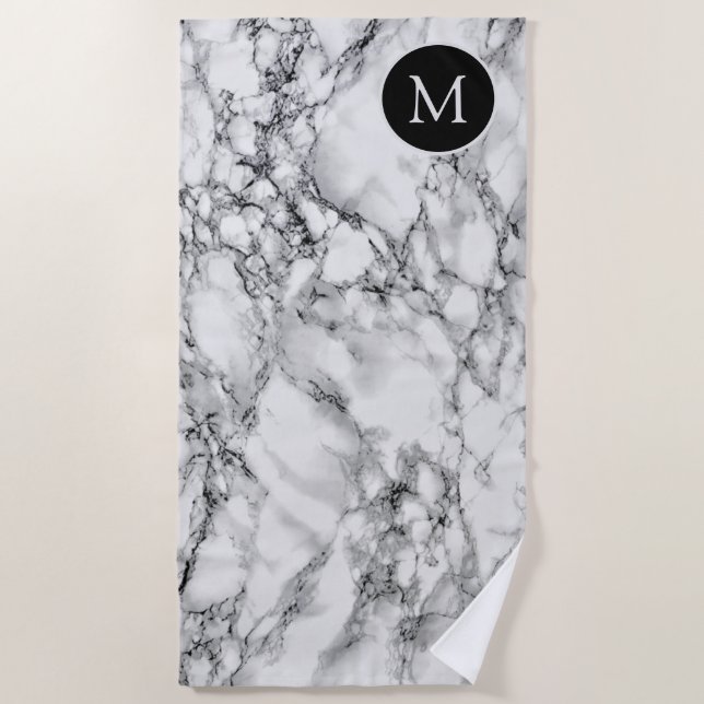 Serviette de plage Marbre blanc avec lettre person (Devant)
