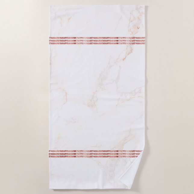 Serviette De Plage Marbre blanc et or rose (Devant)
