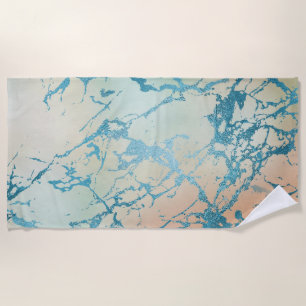 Serviette De Plage Marbre de luxe   Belle veine Turquoise jaune et co