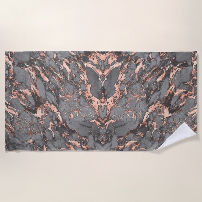 Serviette De Plage Marbre rose gris or design moderne (Devant)