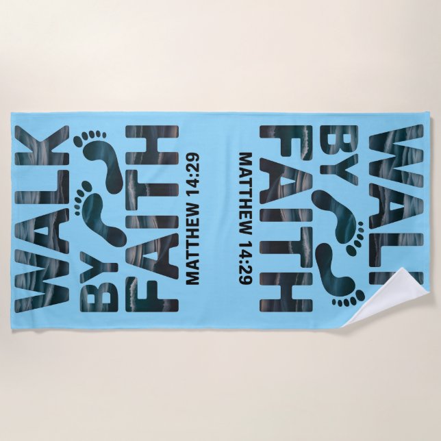 Serviette De Plage Marche par la foi Christian Ocean (Devant)