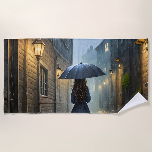 Serviette De Plage Marcher sous la pluie (Devant)