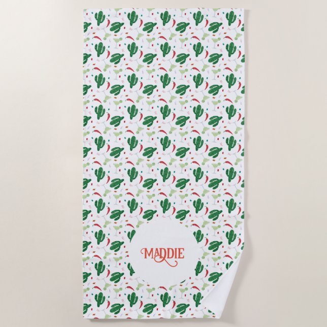 Serviette De Plage Margaritas, Chili Peppers et Cactus Fiesta (Devant)