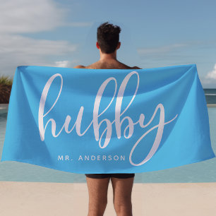 Serviette De Plage Mari bleu et blanc jeune marié