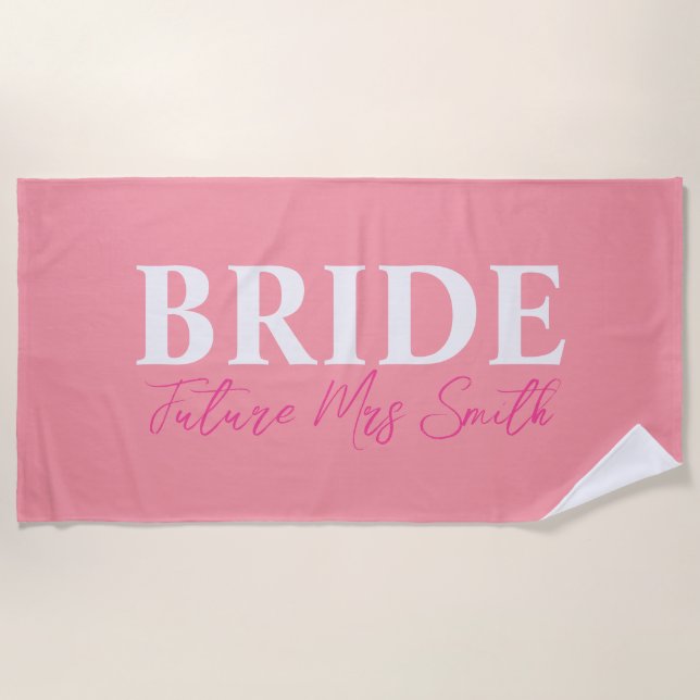 Serviette De Plage Mariage mariée bachelorette Femme Personnalisée (Devant)
