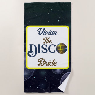 Serviette De Plage Mariage Personnalisé Rétro Disco Enterrement de Vi