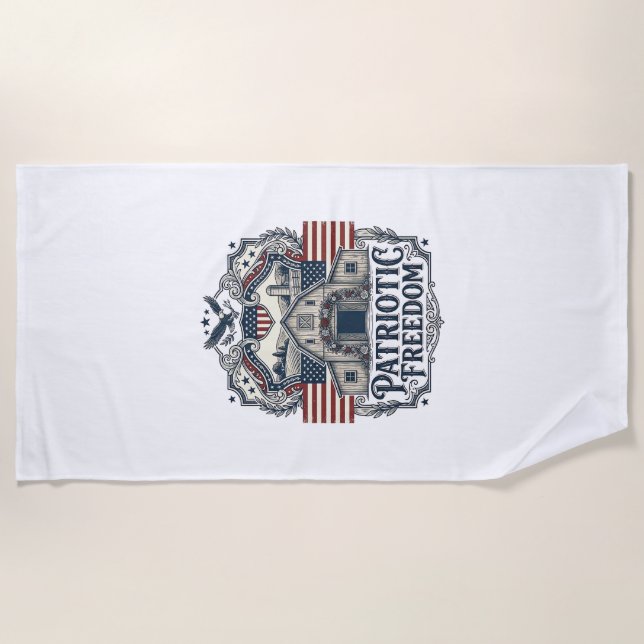 Serviette De Plage Mariage rustique patriotique dans une grange  (Devant)