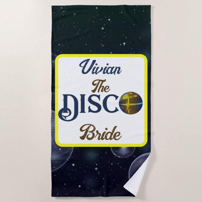 Serviette De Plage Mariage sur le thème disco rétro personnalisé Disc (Devant)