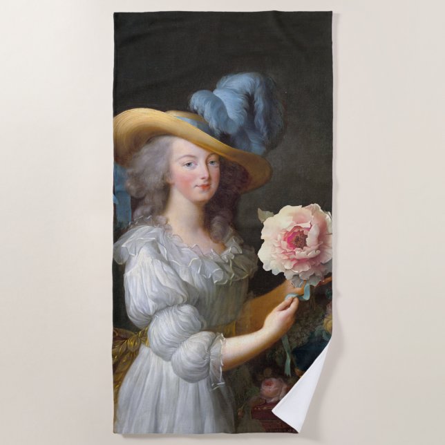 Serviette De Plage Marie Antoinette avec Fleur d'anémone rose (Devant)