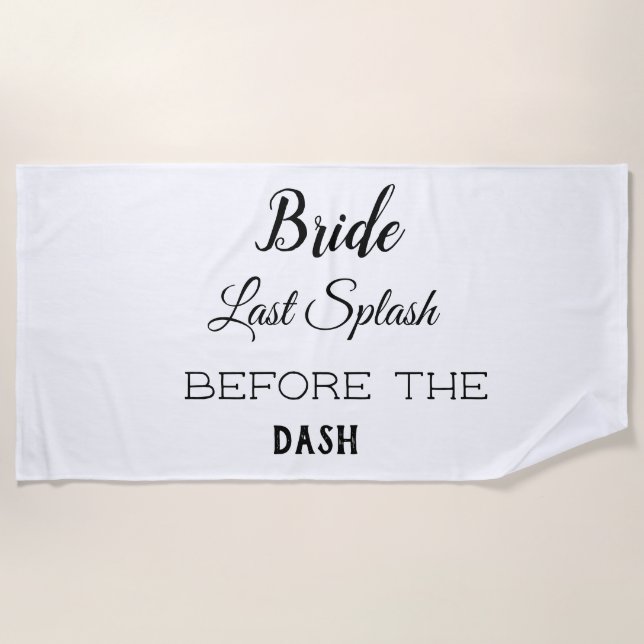 Serviette De Plage Mariée à être noir blanc Bachelorette personnalisé (Devant)