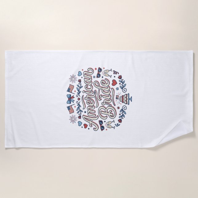 Serviette De Plage Mariée Américaine Création Vectorielle De Mariage  (Devant)