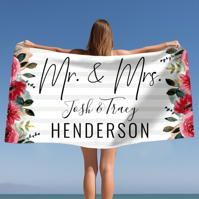 Serviette De Plage Mariée et Mariage de chambre M. et Mme (Bride and Groom Wedding Mr and Mrs Beach Towel)