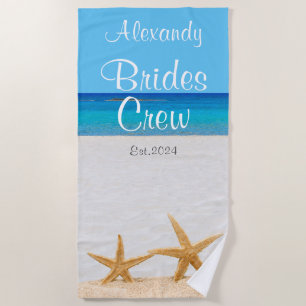 Serviette De Plage Mariée EVJF Étoile de mer dans le sable Mariage