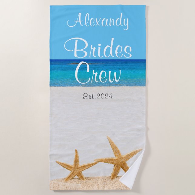 Serviette De Plage Mariée EVJF Étoile de mer dans le sable Mariage (Devant)