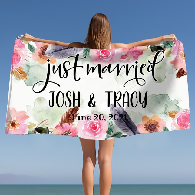Serviette De Plage Mariés à peine, Accessoires de mariage, Accessoire (Just Married, Wedding Props, Wedding Photo Props Beach Towel)