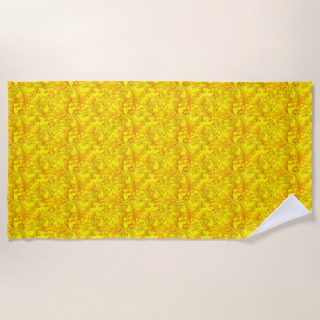 Serviette De Plage Marigold jaune Floral Motif sans joint (Devant)