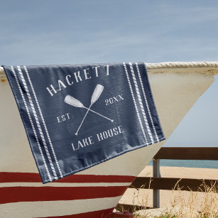Serviette De Plage Marine Blue Rustic Oars Personnalisé Lake House