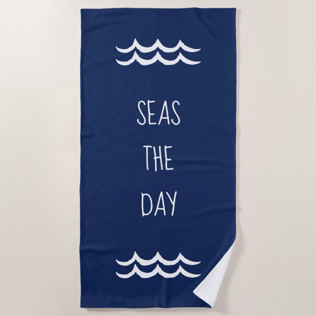 Serviette De Plage Marine Mer Bleue le jour Vagues Nautique (Devant)