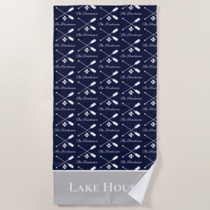 Serviette De Plage  Marine Paddle bleu Monogram Lake House Nautique 