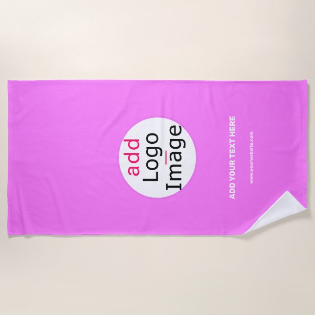 Serviette De Plage Marque professionnelle personnalisable Profond ros (Devant)