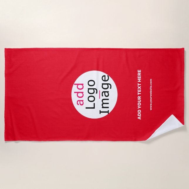 Serviette De Plage Marque professionnelle personnalisable Vivid Rouge (Devant)