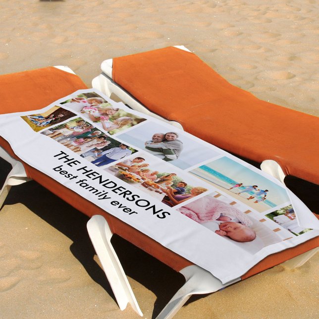 Serviette De Plage Masonry Grid 8 Photo Collage Family Beach Towel (Créateur téléchargé)