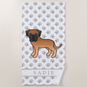 Serviette De Plage Mastiff Anglais Abricot Chien de Dessin Animé Mign