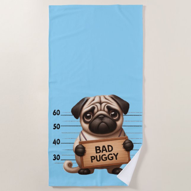 Serviette De Plage Mauvais Pug (Devant)