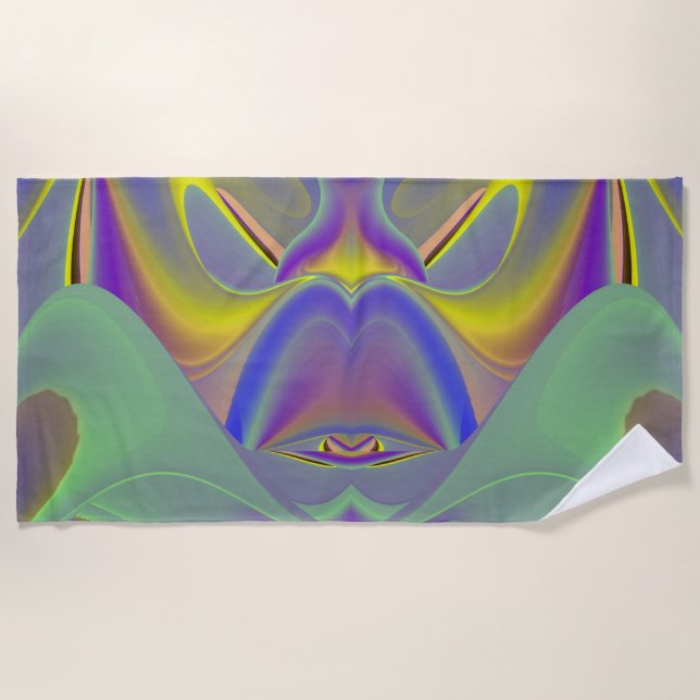 Serviette De Plage Mauvais visage, Arc-en-ciel 3D Abstrait (Devant)