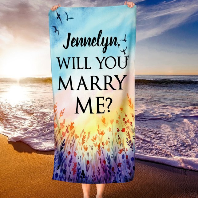 Serviette De Plage Me Marierez-Vous - Proposition De Mariage Personna (Will You Marry Me - Personalized Marriage Proposal Beach Towel)