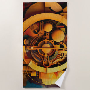 Serviette De Plage Mécanisme doré abstrait Steampunk