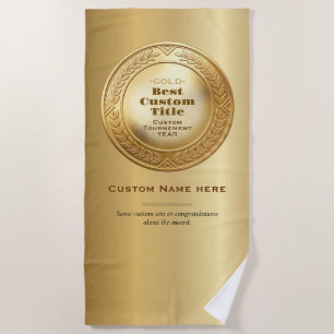 Serviette De Plage Médaille d'or réaliste 3D personnalisable et modif