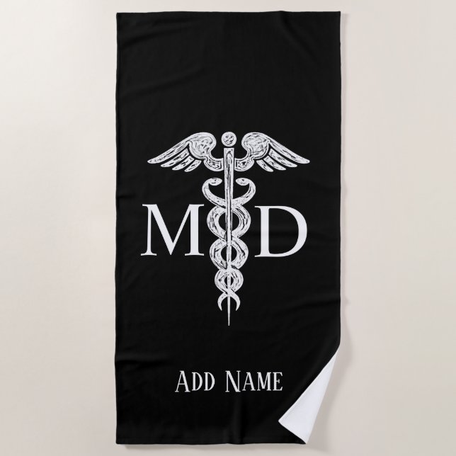 Serviette de plage Médicale de caducée de MD de (Devant)