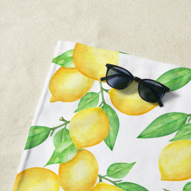 Serviette De Plage Mediterrenean Citrus Lemon pattern (En situation)
