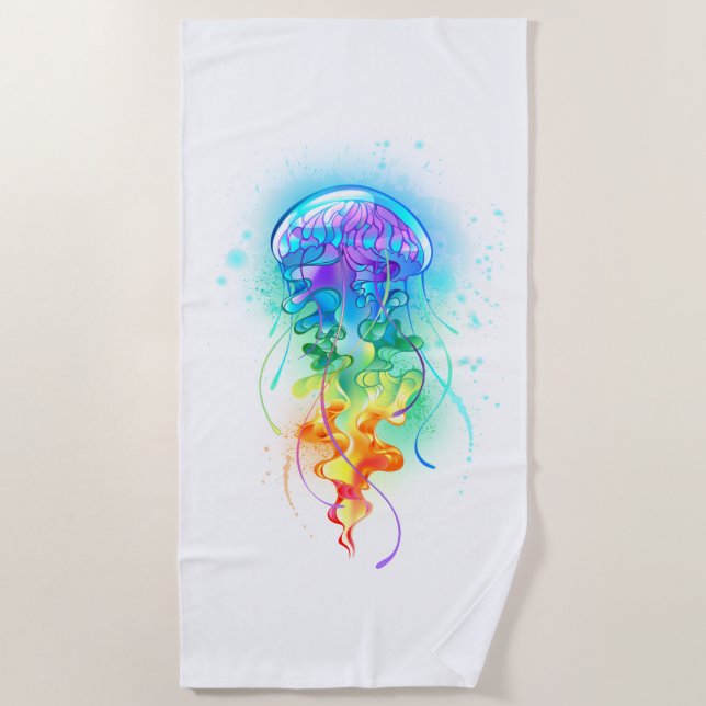 Serviette De Plage Méduse arc-en-ciel (Devant)