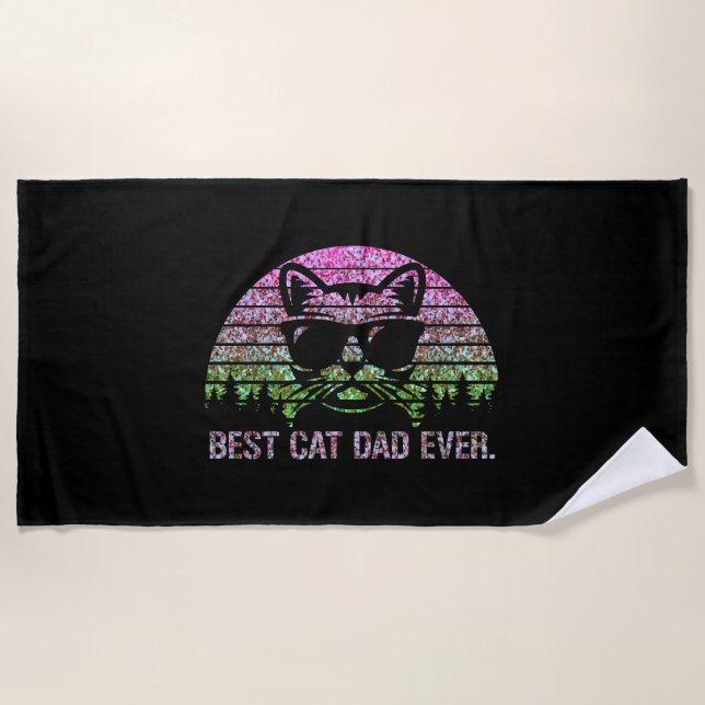 Serviette De Plage Meilleur Chat Papa Jamais Chemise (Devant)