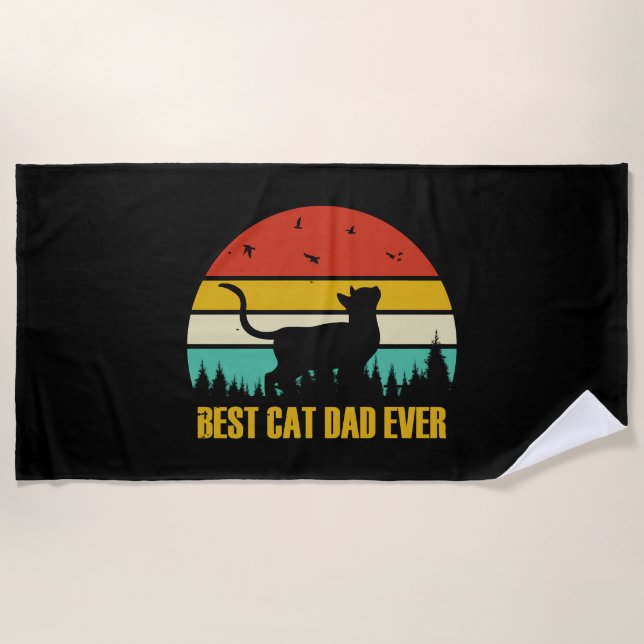 Serviette De Plage Meilleur Chat Papa jamais Geschenk (Devant)