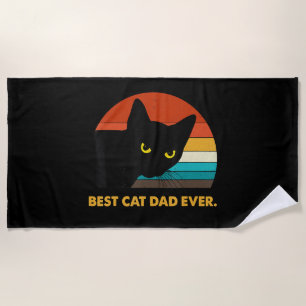 Serviette De Plage Meilleur Chat Papa Jamais Vintage T Chemise Black 