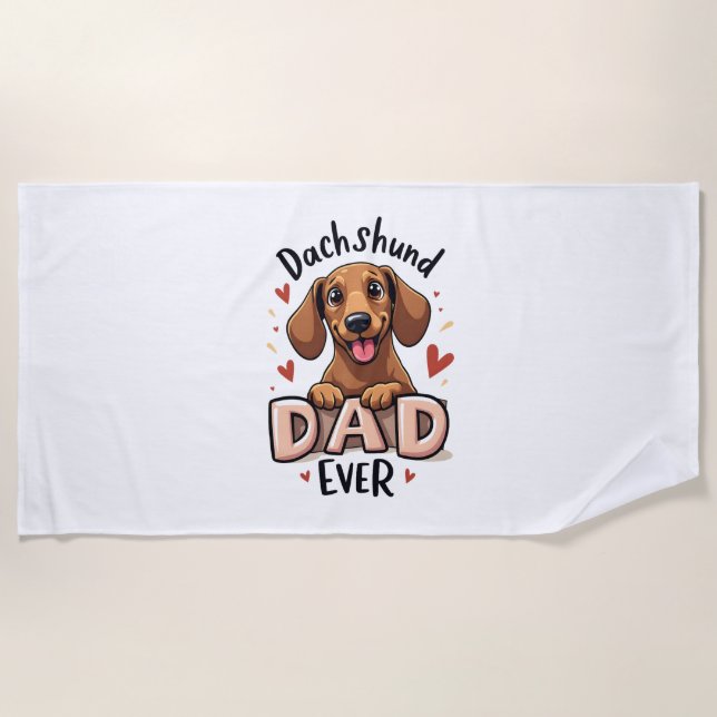 Serviette De Plage Meilleur Dachshund Papa Jamais T Chemise (Devant)