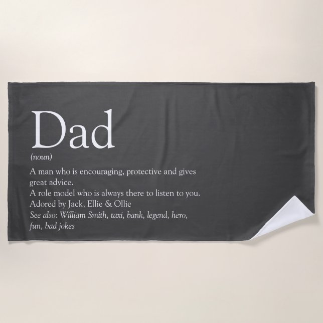Serviette De Plage Meilleur Papa Daddy Père Définition Gris (Devant)
