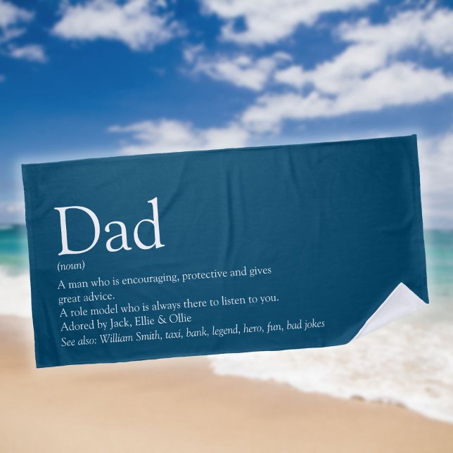 Serviette De Plage Meilleur papa du monde Définition Bleue (World's Best Ever Dad Daddy Father Definition Blue Beach Towel)
