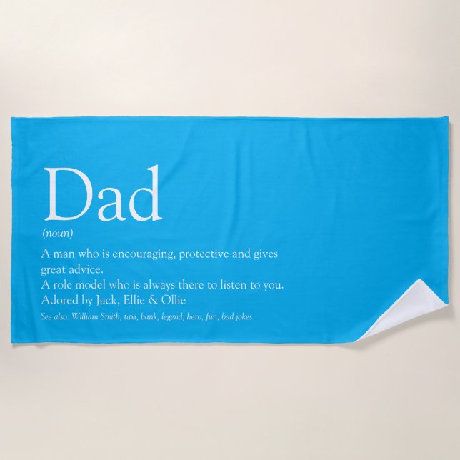 Serviette De Plage Meilleur papa papa papa père Définition Ciel Bleu (Devant)