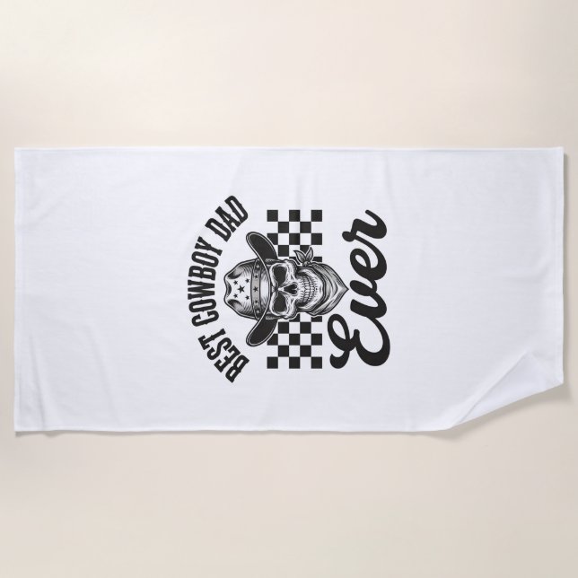Serviette De Plage Meilleur père cowboy crâne conception de chemise W (Devant)