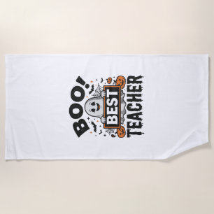 Serviette De Plage Meilleur Professeur Boo Design Halloween Vintage_