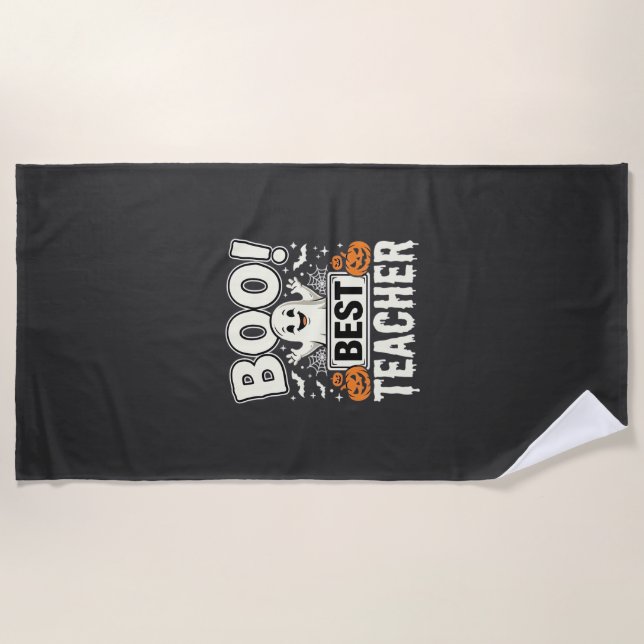 Serviette De Plage Meilleur professeur Halloween fantôme Design_1 (Devant)