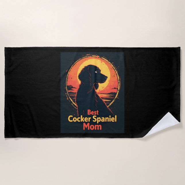 Serviette De Plage Meilleure Maman de Chien - T-Shirt Cocker Spaniel  (Devant)