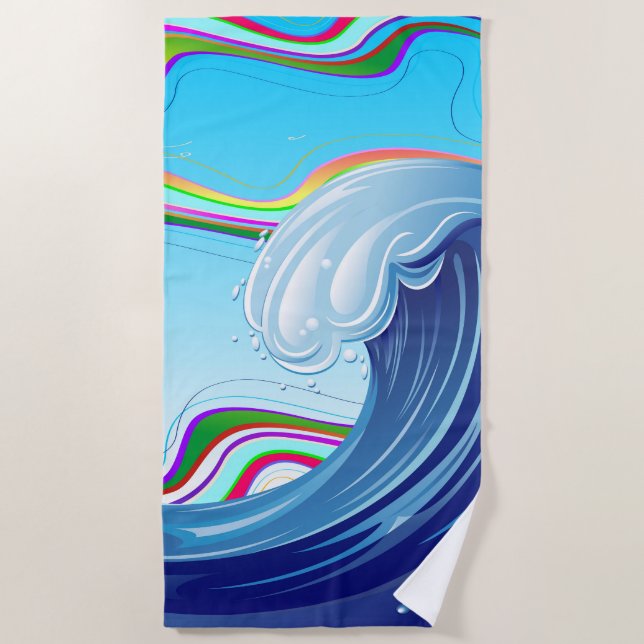 Serviette De Plage Mer Océan Grande Vague Eau (Devant)