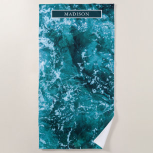 Serviette De Plage Mer Turquoise personnalisée et vagues