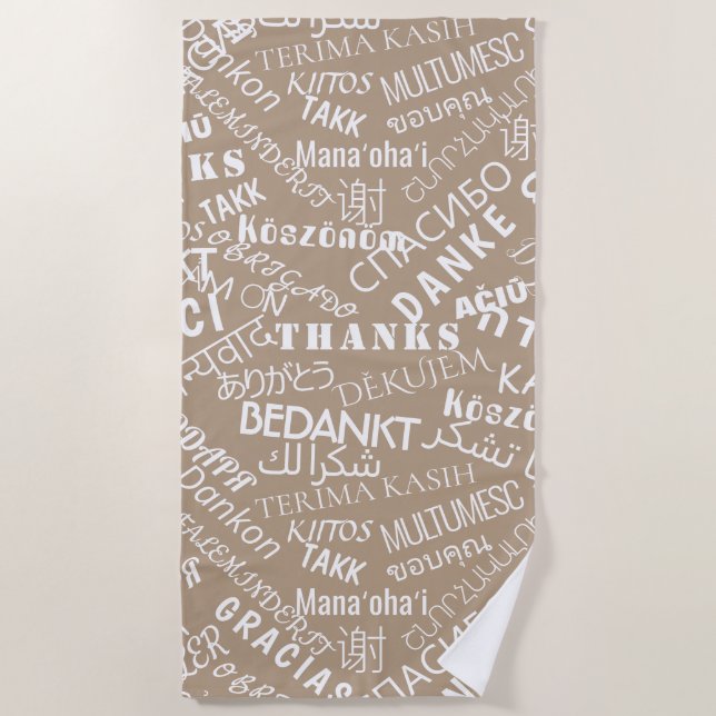 Serviette De Plage Merci Texte Plage Serviette multilingue (Devant)